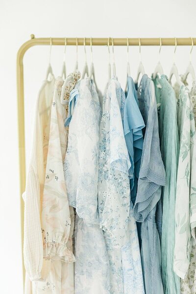 dresses hanging in closet for maternity photos