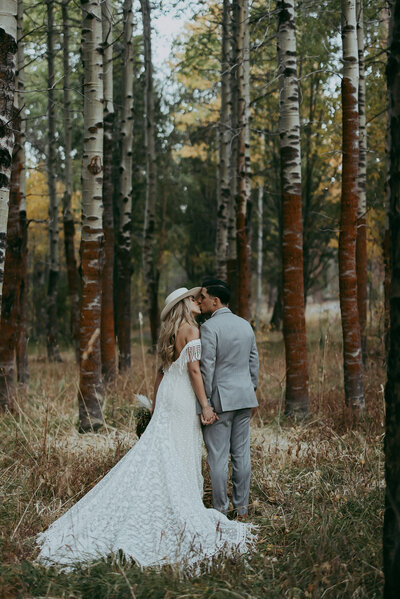 bride and groom kissing