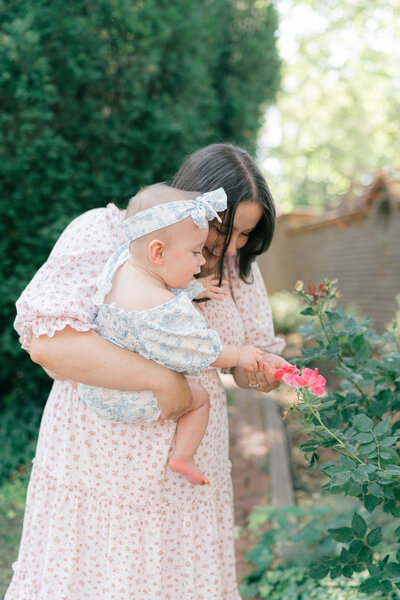 mother in garden in salt lake city utah photography