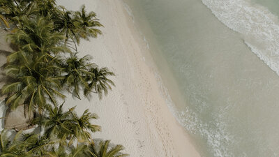 Drone photo overlooking the beach in Mexico
