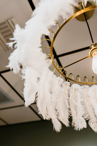 A photo of a light fixture in Kinetic Hair Studio, the best hair extension salon in Madison, MS