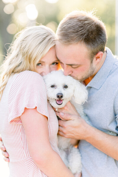 Couple engagement with puppy