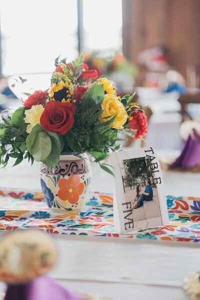 Colorful floral event centerpiece