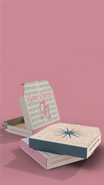 mockup os pizza boxes for dreamy dough pizzeria