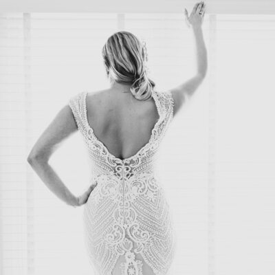 back of bride's dress