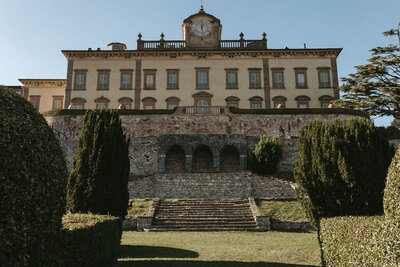 Scenic landscape featuring a historic building in Italy
