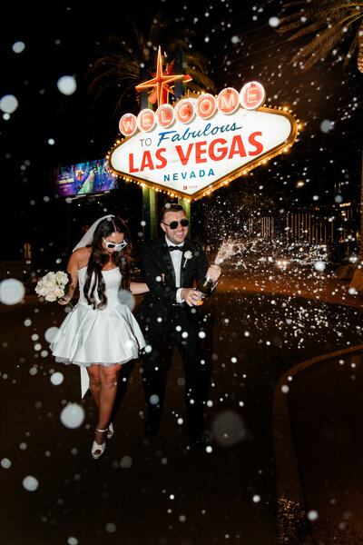 This couple had an intimate elopement on the balcony of their MGM Terrace Suite in Las Vegas