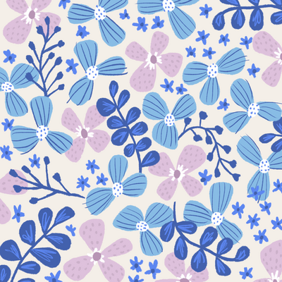 Blue floral pattern designed by Jen Pace Duran of Pace Creative Design Studio