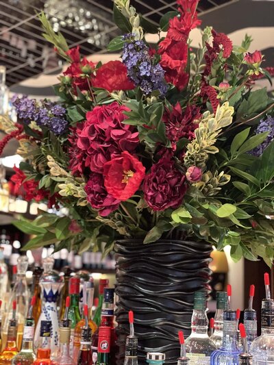 Red flower centerpiece