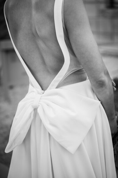 Bride and groom walk up memorial steps at their DC wedding