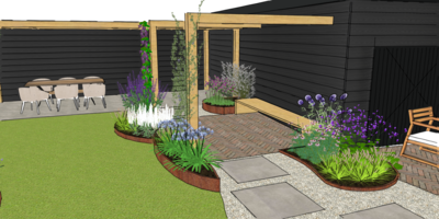 3D Tuinontwerp hoekwoning Eemnes