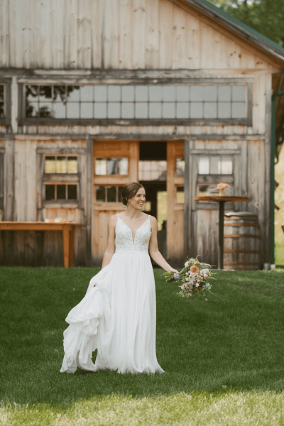 Locke Halls Farm - Bride Portrait With Barn As Background