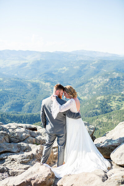 Elopement couple portrait in the Rocky Mountains in Boulder