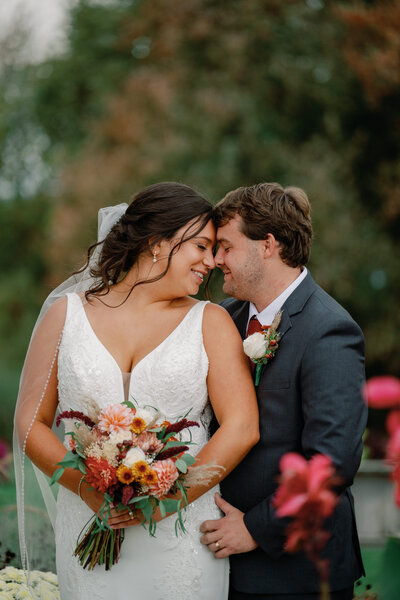 A newly married couple at their wedding at Post Family Farm
