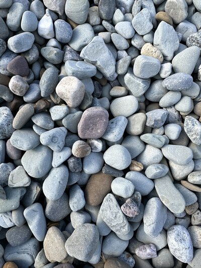 Decorative gray river rock for pick up or delivery in Westmoreland County, PA.