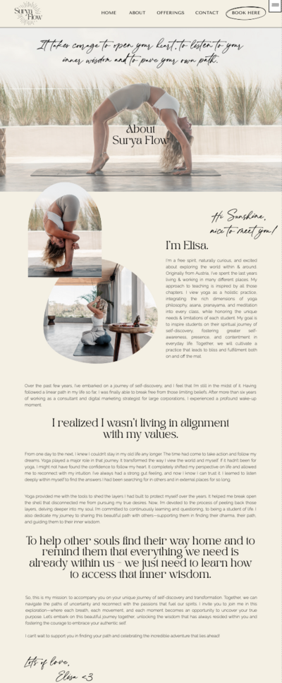 Surya Flow Tribe About Me Website Screenshot