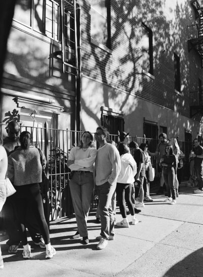 line outside of lucali brooklyn  pizza and italian restaurant