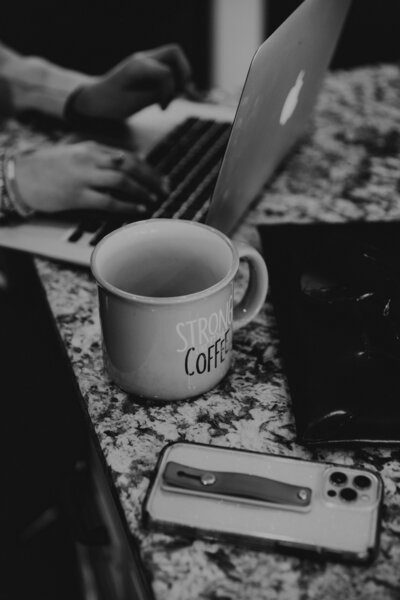 coffee sitting by computer