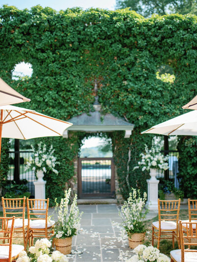 a lush wedding ceremony shot