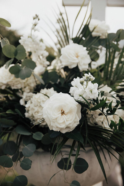 White roses as arbor floral decoration