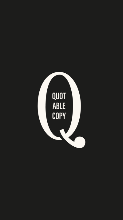 Quotable Copy white submark logo on a black background