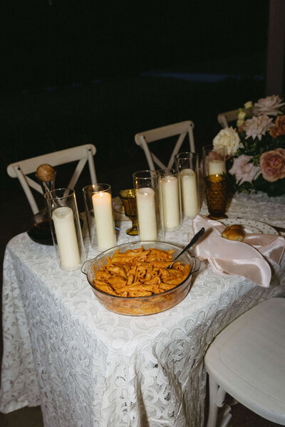 Wedding table featuring delicious Italian pasta