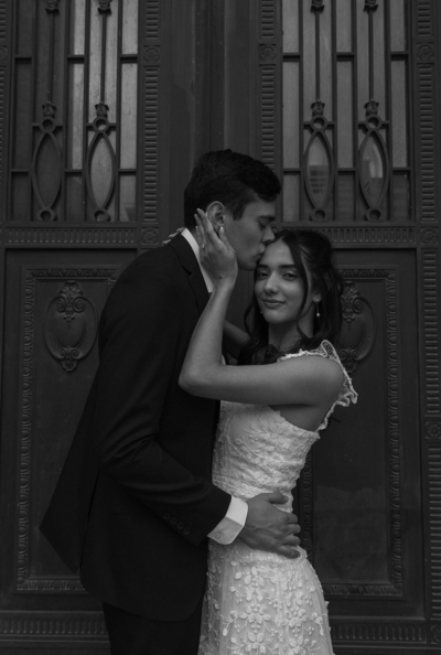 couple poses for engagement photos in texas