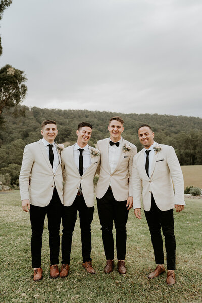 Black Bridesmaid Dresses Tan Groomsmen