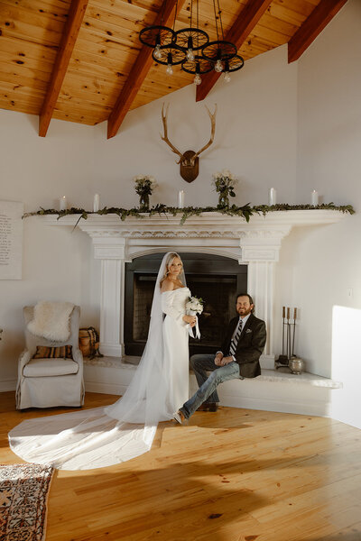 photo of bride and groom embracing taken by Adventure elopement photographer in telluride