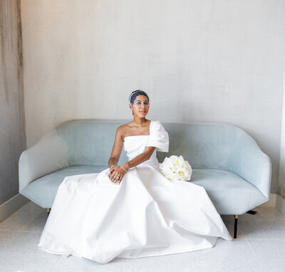 bride on sofa