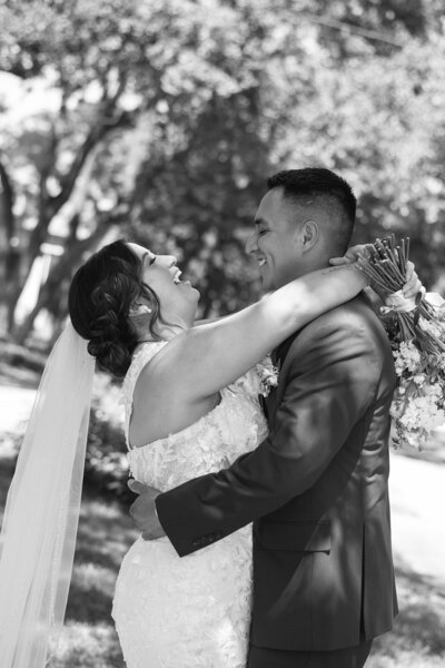 A candid, documentary style , film inspired image of a couple during their wedding in denver, colorado