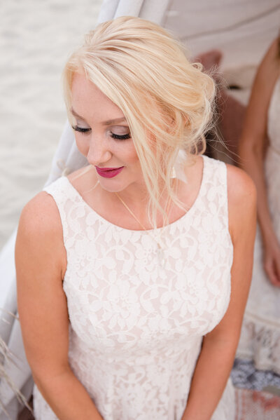bride wearing her wedding dress