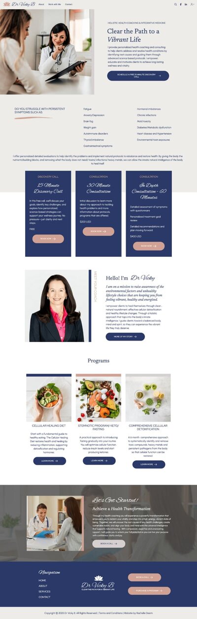 Dr Vicky B Website Design Simplero full preview. Rachelle Deem Portfolio