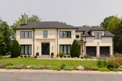 Modern unique home with professionally designed landscaping