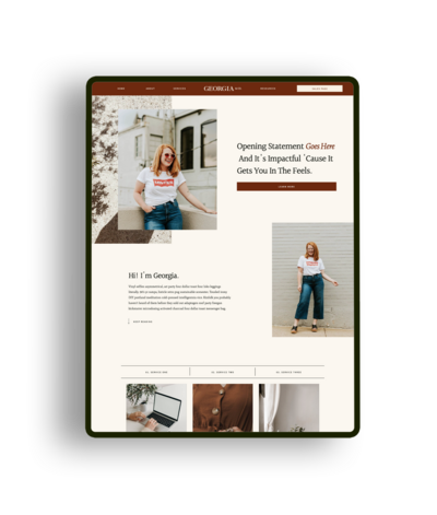 The Hawthorn website template by Ivy Grows Studio shown on an iPad