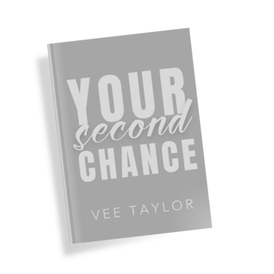 A Grey Book Cover Reads "Your Second Chance" by Vee Taylor - A Hockey Romance Book in her Series called Ravens Hockey Series