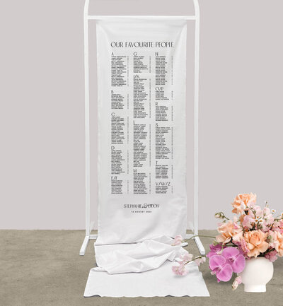 Big Love linen seating chart for your wedding printed by State of Elliott