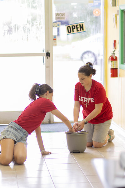 Teenagers serving their community at a non-denominational church in Fayetteville, NC.
