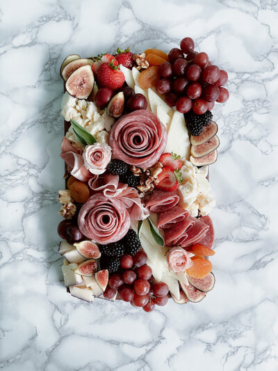 Figs & Salami Roses on charcuterie board