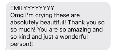 Test message from client who loved their senior portrait session and photo gallery