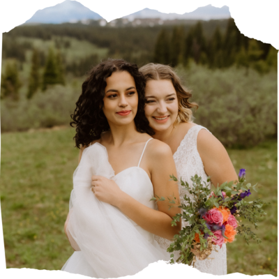 two brides getting married in an LGBTQ wedding in Colorado