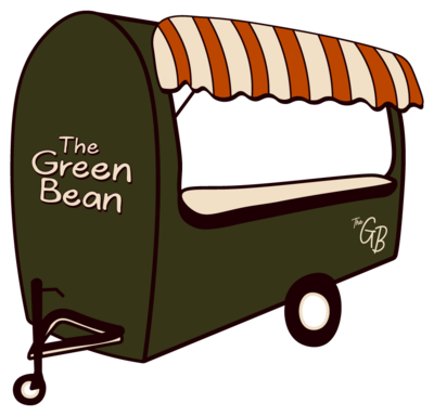 a graphic design of the green bean mobile coffee card in wilmington nc