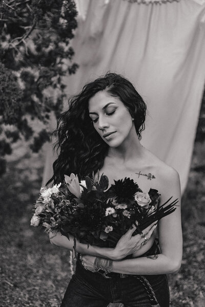 women with flower top