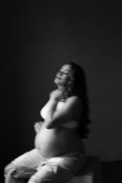 Moody indoor studio maternity photography