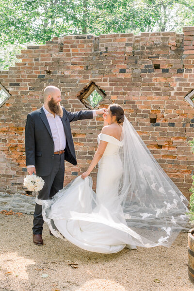 Micro wedding session taken at rustic and vintage carriage house wedding venue