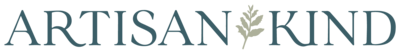 "Artisan Kind" in a serif font with a simple fern illustration