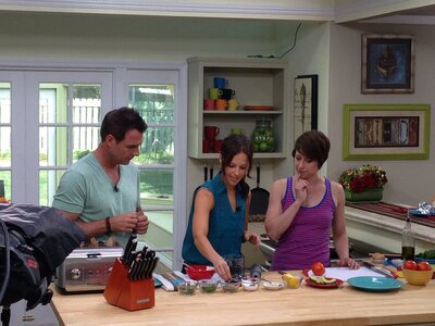 Natalie Forte cooking on the TV show Hallmark's Home & Family with Mark Steines and Paige Davis