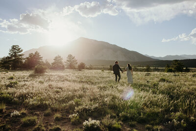 Bride and Groom in Buena Vista Colorado at sunset