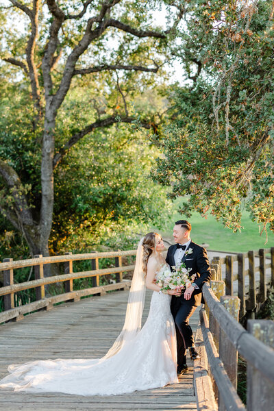 Bridge Wedding Photos with bride and groom