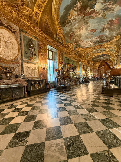 Inside the royal armory at the royal palace in Turin, Italy
